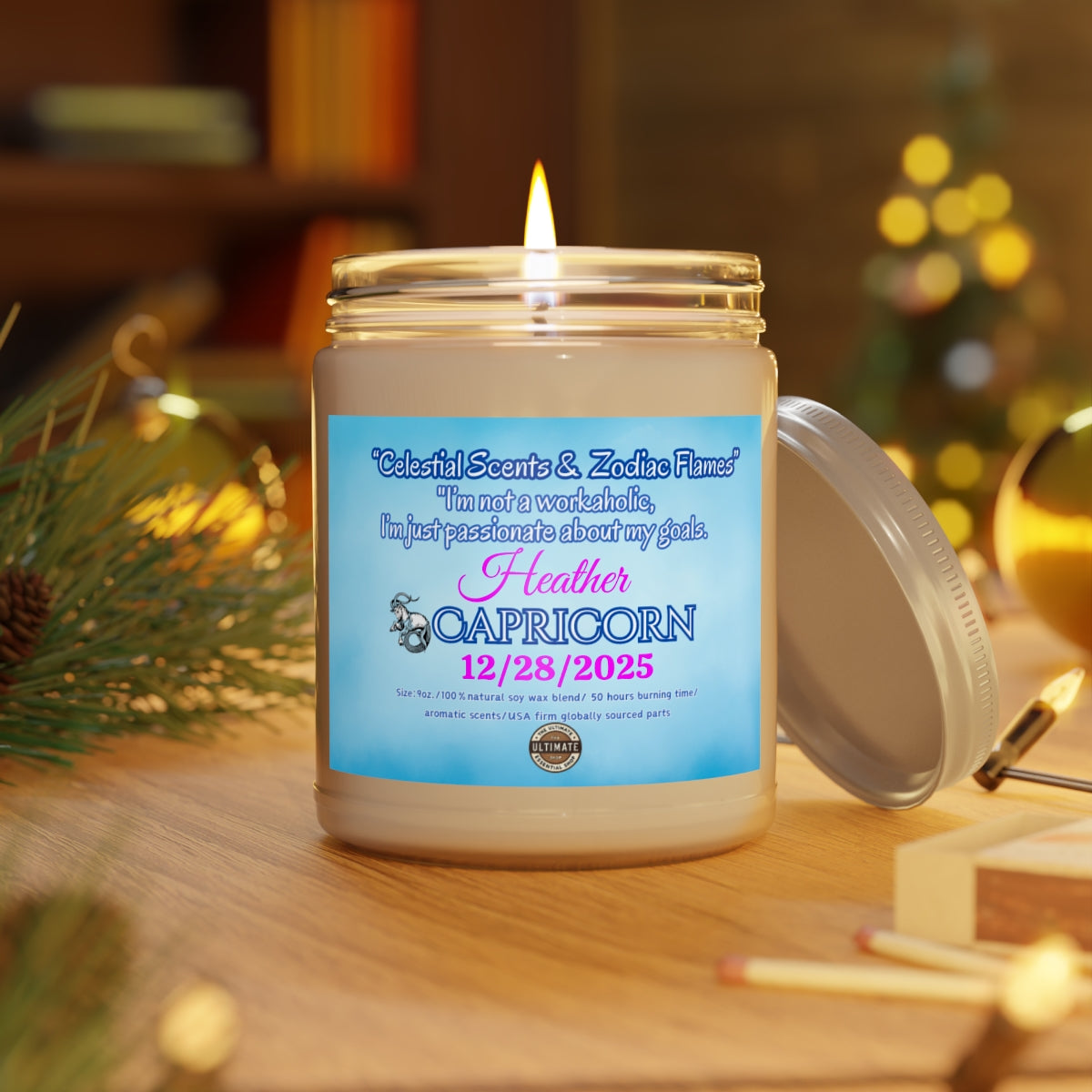 Personalized Capricorn Scented Candles, 9oz