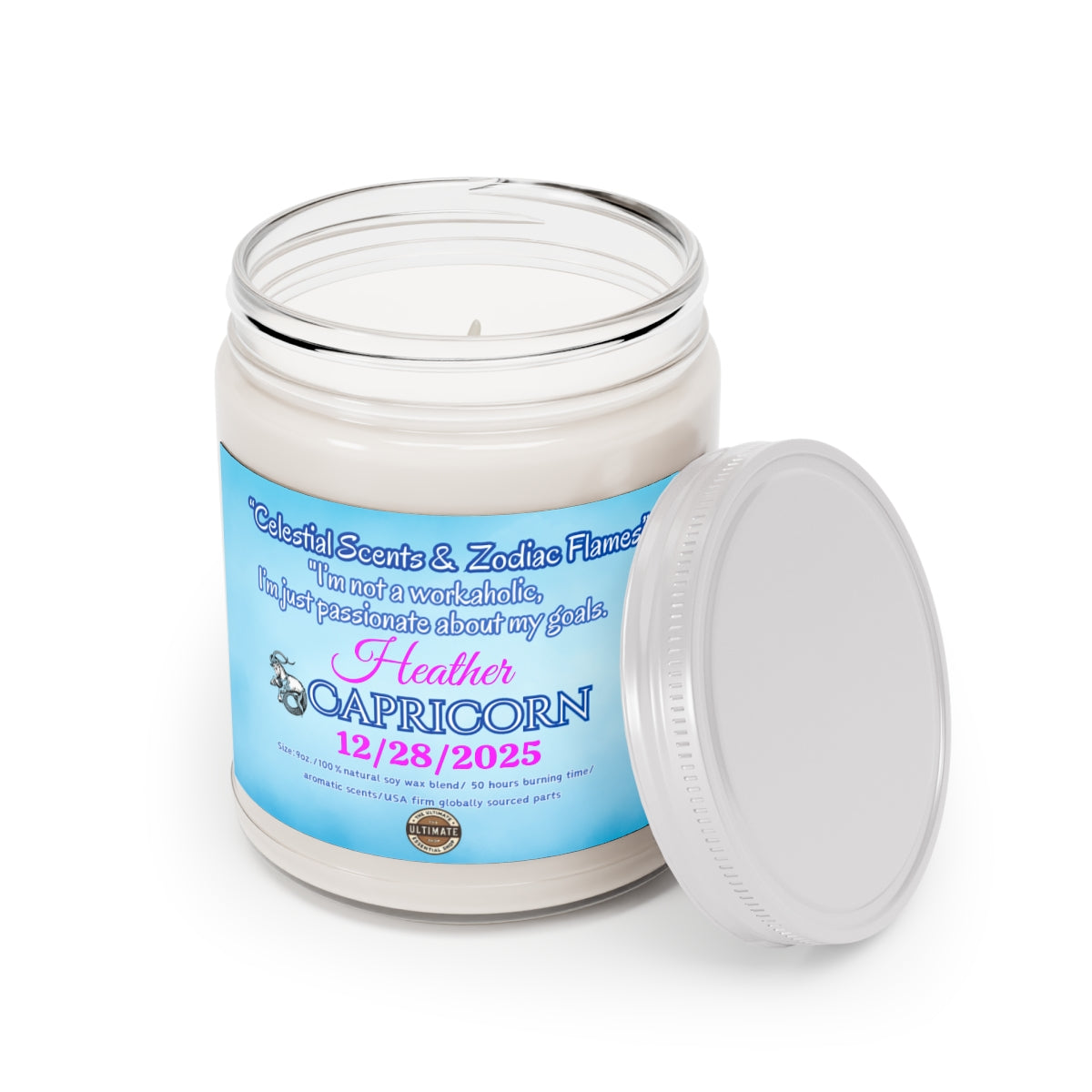 Personalized Capricorn Scented Candles, 9oz