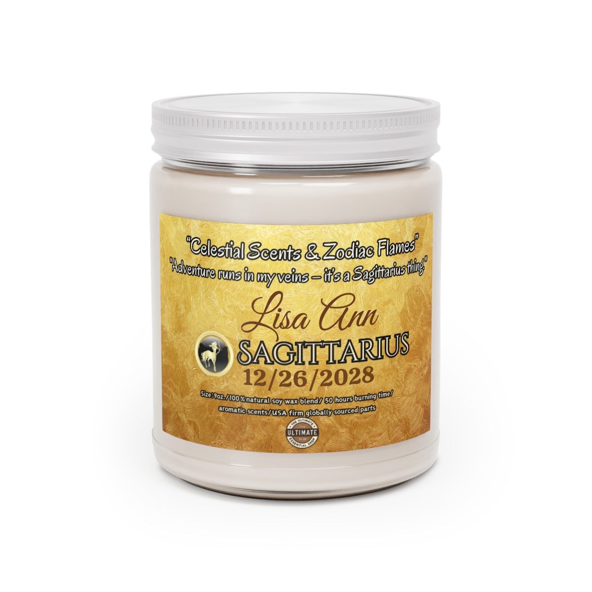 Personalize Sagittarius Scented Candles, 9oz