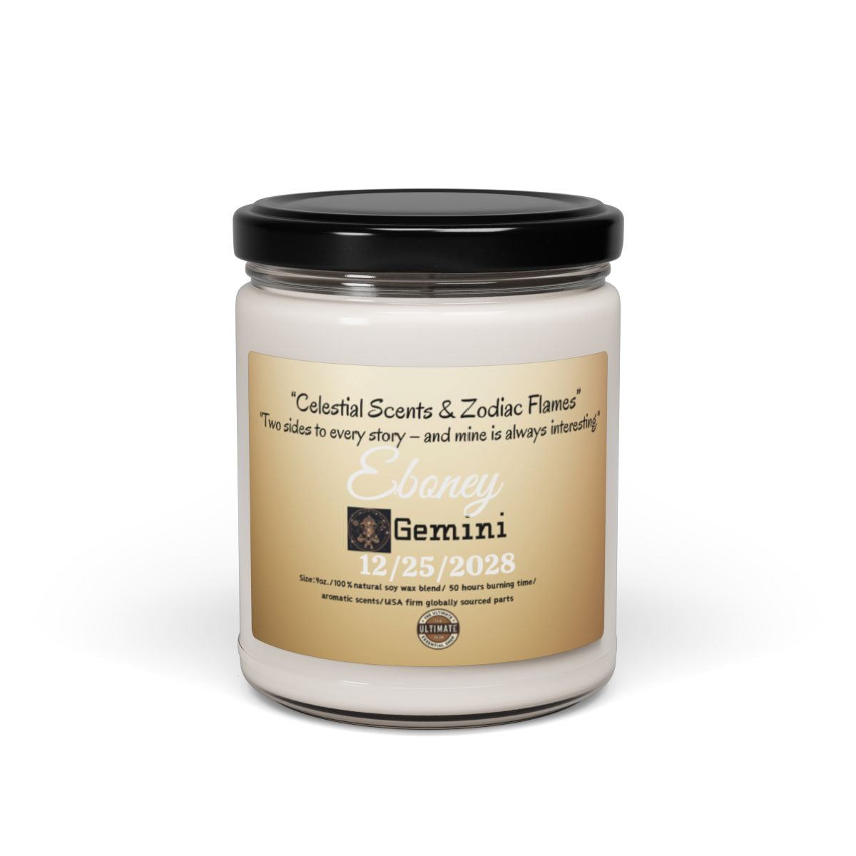 Personalized Gemini Scented Soy Candle, 9oz