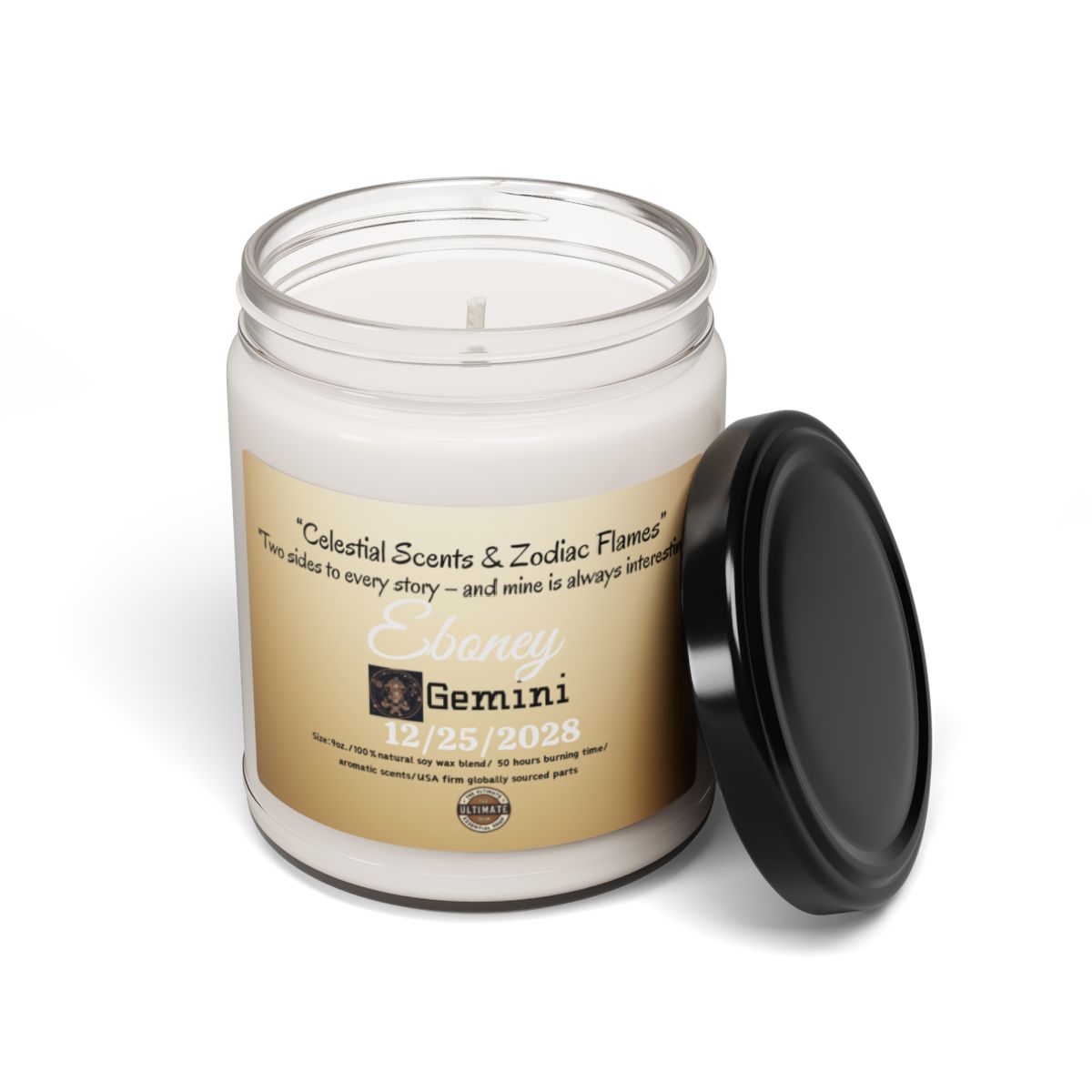 Personalized Gemini Scented Soy Candle, 9oz