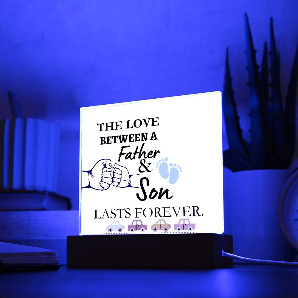 The Love Between A Father & Son Acrylic Square Plaque Led