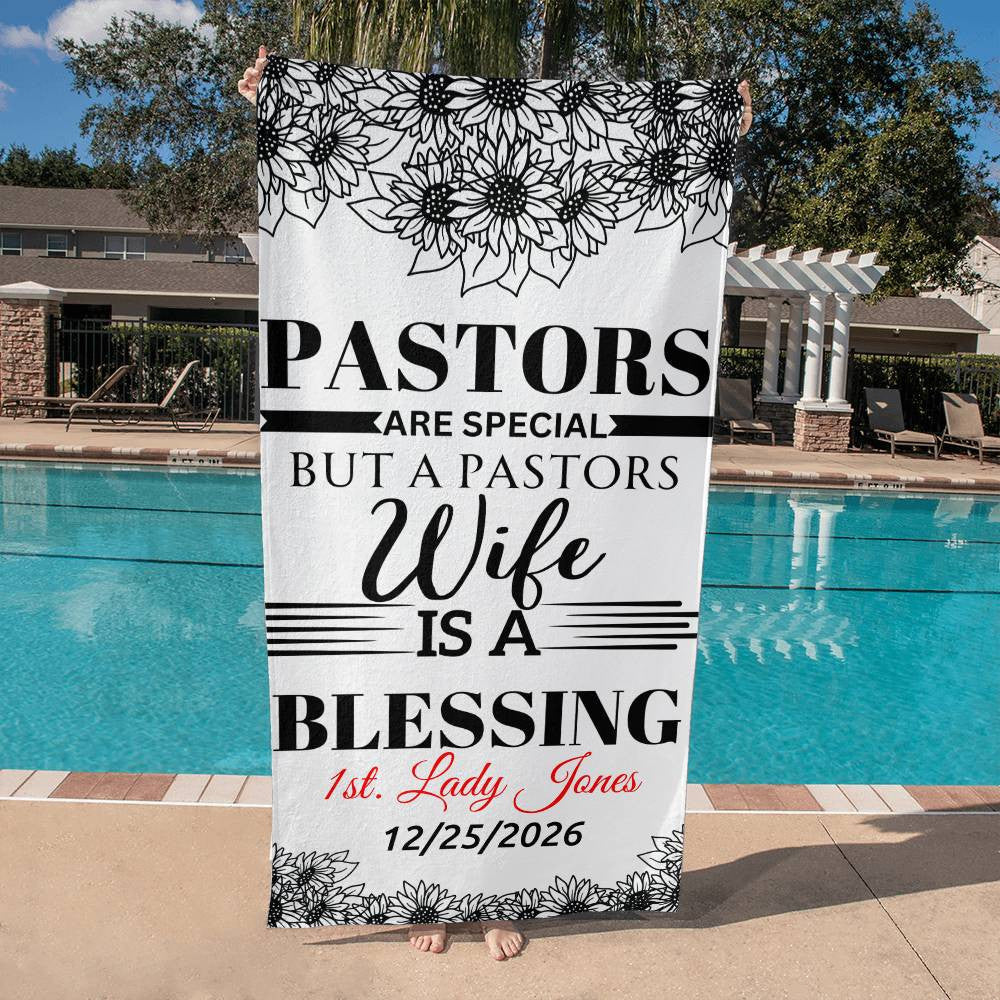 Personalize Pastor Wife Beach Towel