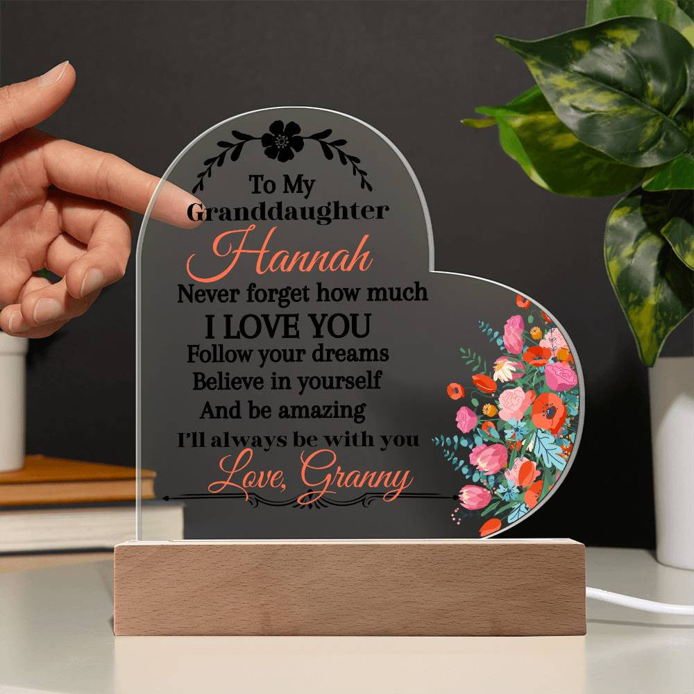 Personalize Granddaughter Acrylic Heart Plaque