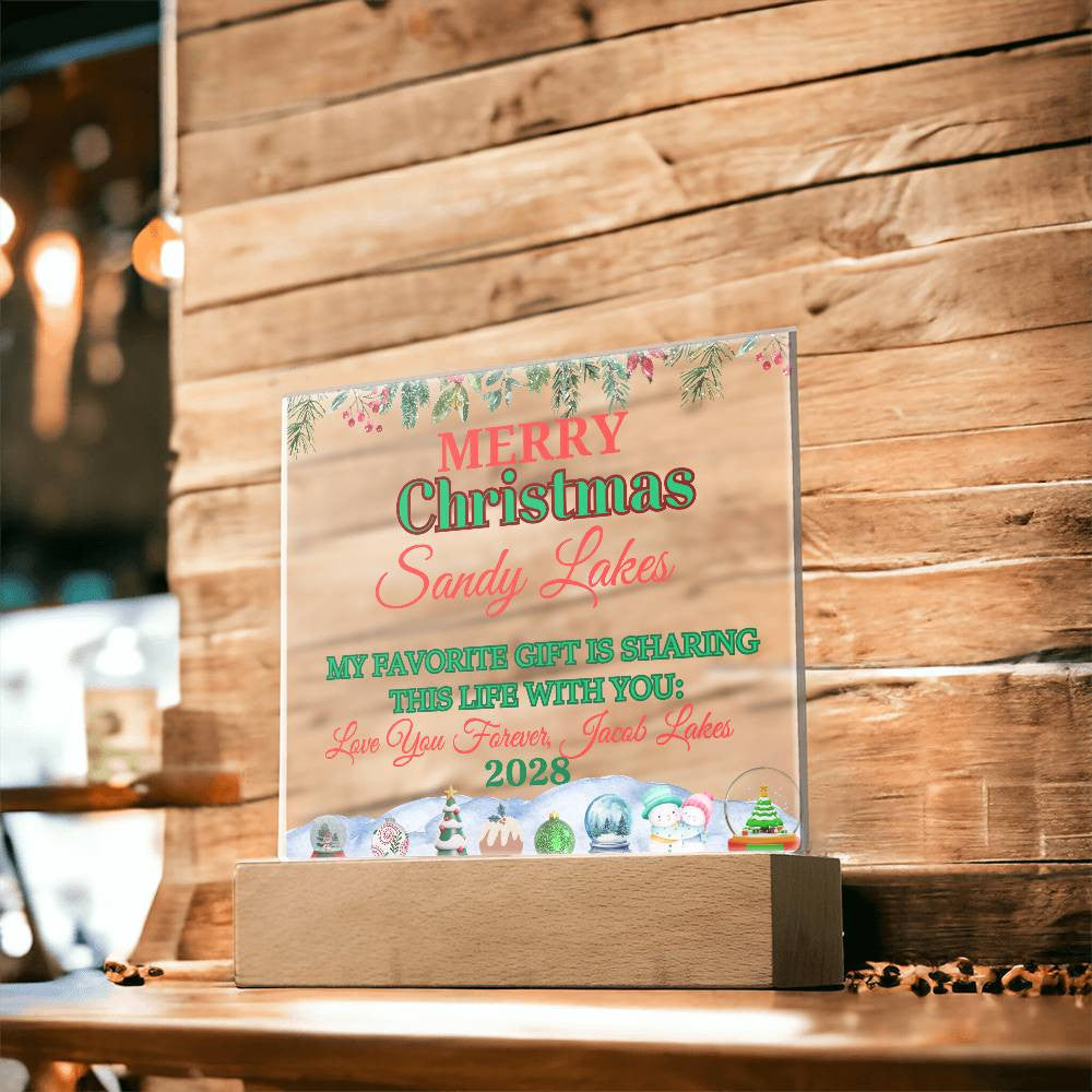 Merry Christmas Acrylic Square Plaque