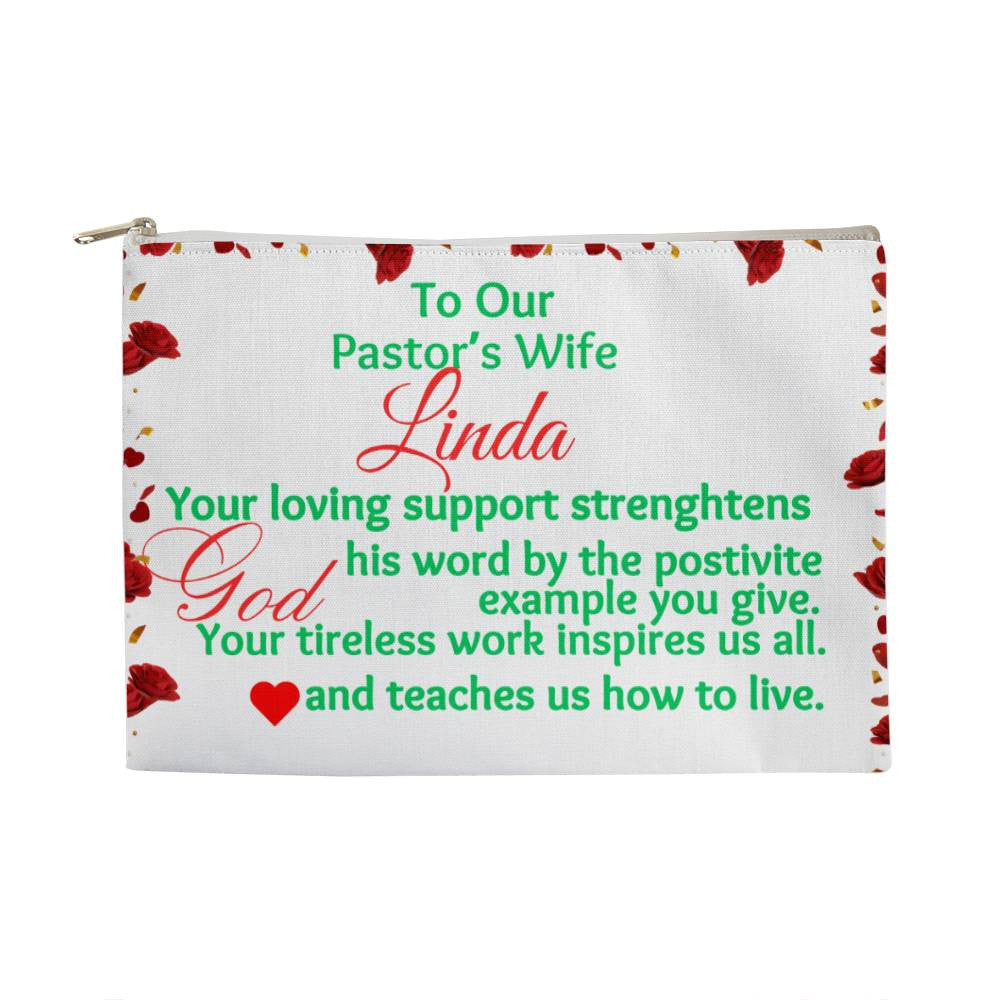 Personalization Pastor Wife Fabric Zippered Pouch Large