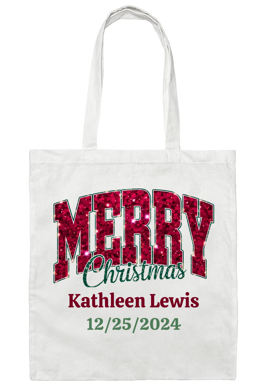 Personalized Christmas Canvas Tote Bag