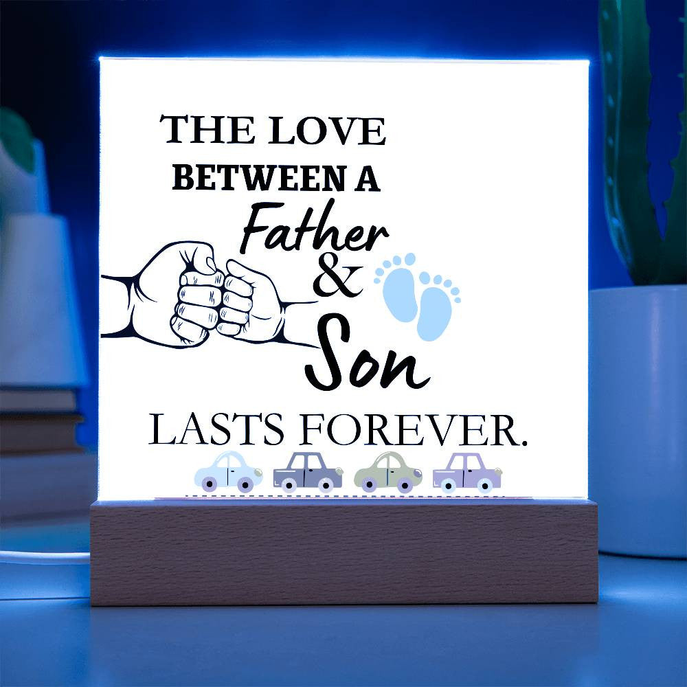 The Love Between A Father & Son Acrylic Square Plaque Led