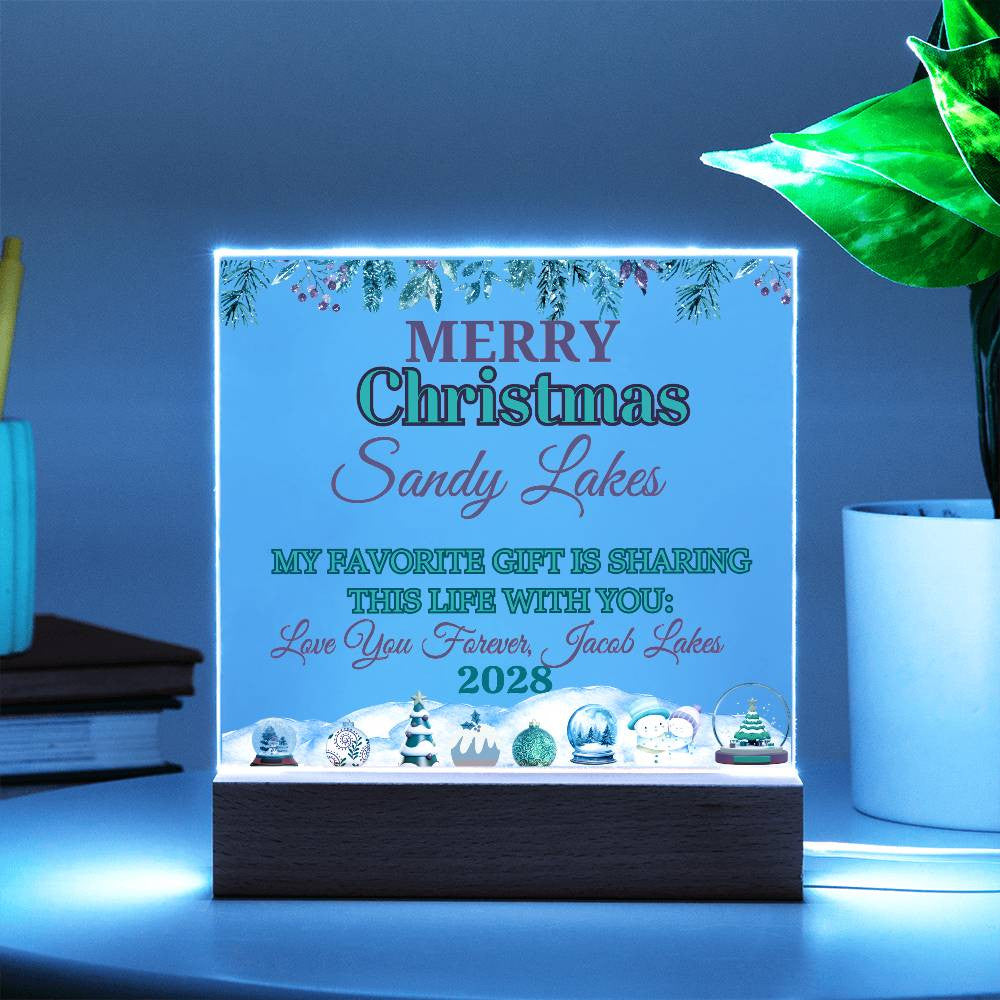 Merry Christmas Acrylic Square Plaque