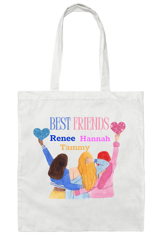 Personalize Best Friends Canvas Tote Bag