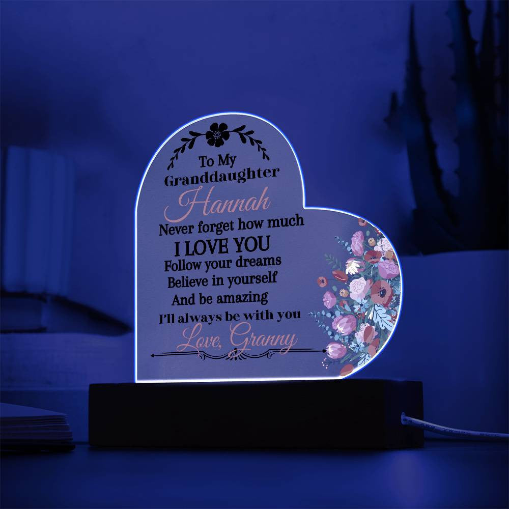 Personalize Granddaughter Acrylic Heart Plaque