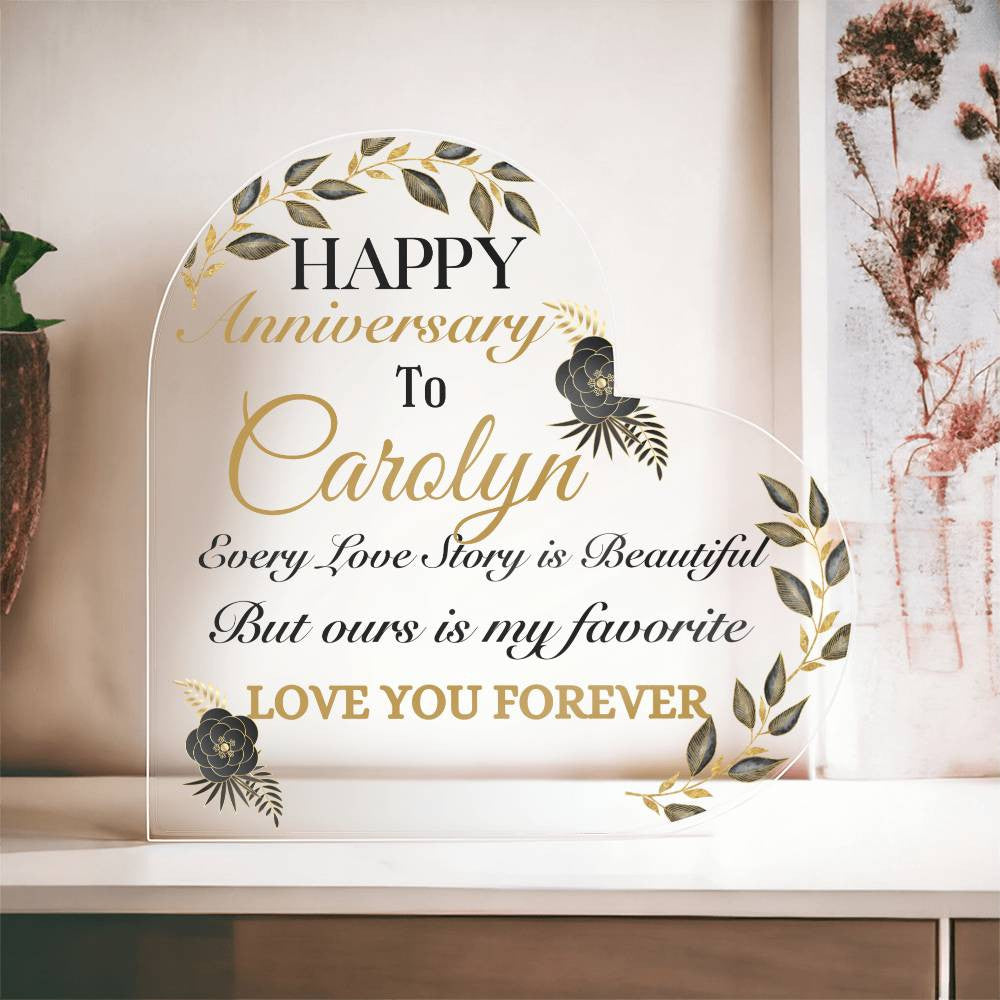 Personalize Anniversary Acrylic Heart Plaque