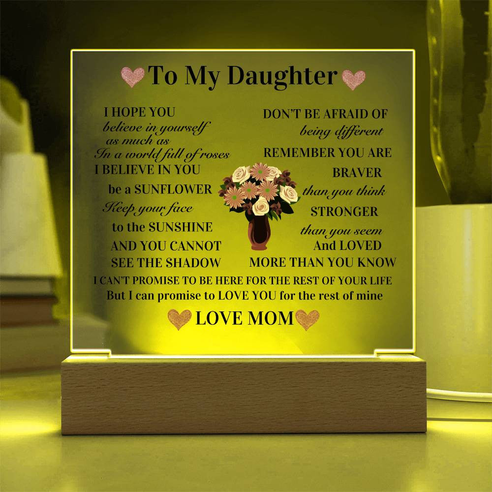 To My Daughter Acrylic Square Plaque