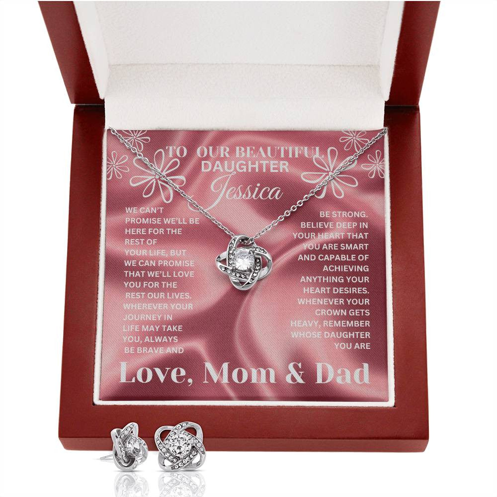 Our Beautiful Daughter Love Knot Earring & Necklace Set