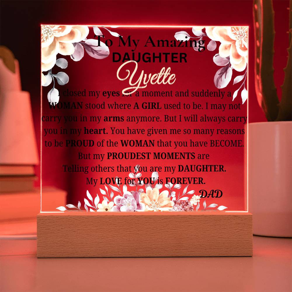 To My Daughter Personalized Acrylic Square Plaque