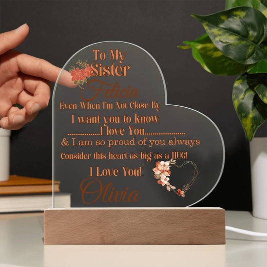 Personalized Sister Acrylic Heart Plaque