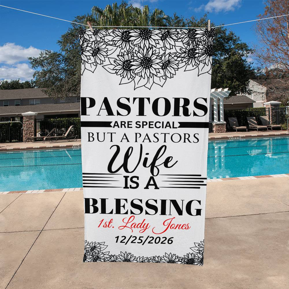 Personalize Pastor Wife Beach Towel