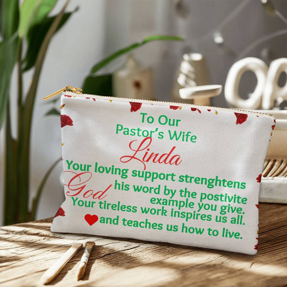 Personalization Pastor Wife Fabric Zippered Pouch Large