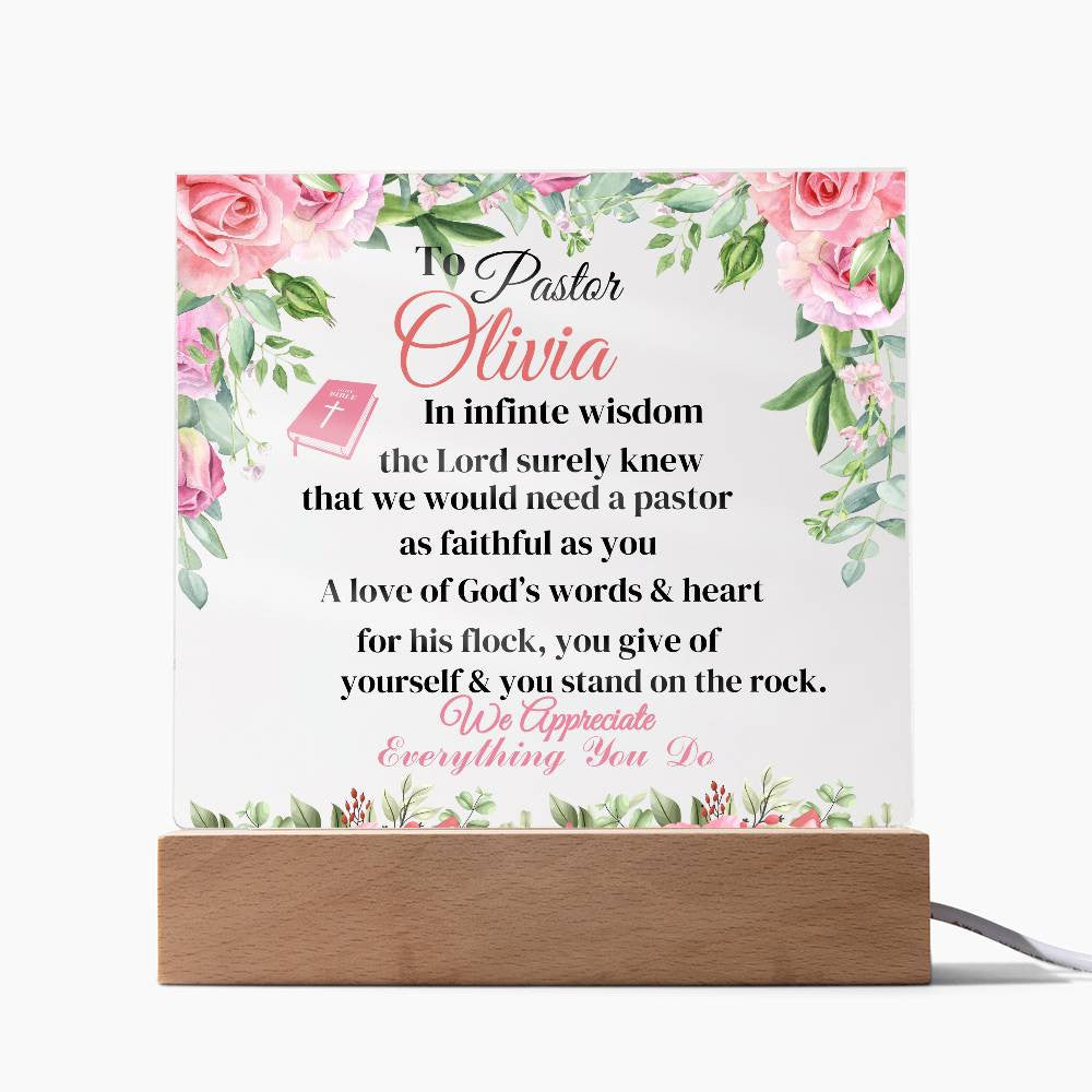 Pastor Personalized Acrylic Square Plaque
