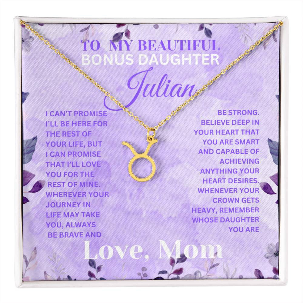 To My Bonus Daughter Zodiac Symbol Necklace