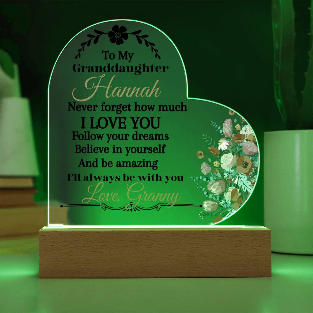 Personalize Granddaughter Acrylic Heart Plaque