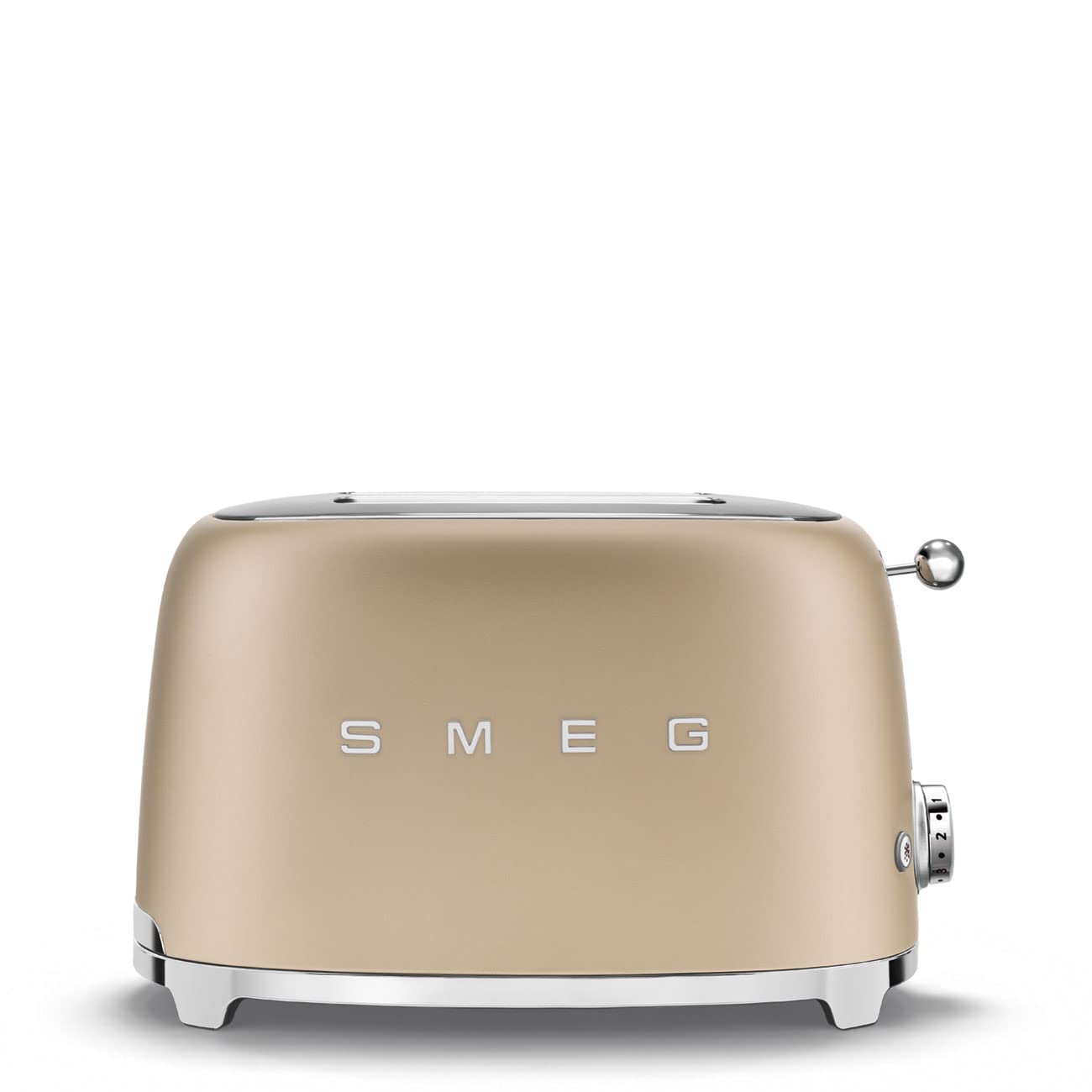 SMEG 2 Slice Toaster with 6 Presets and Defrost Function and Removable Crumb Tray TSF01CHMUS, Matte Champagne