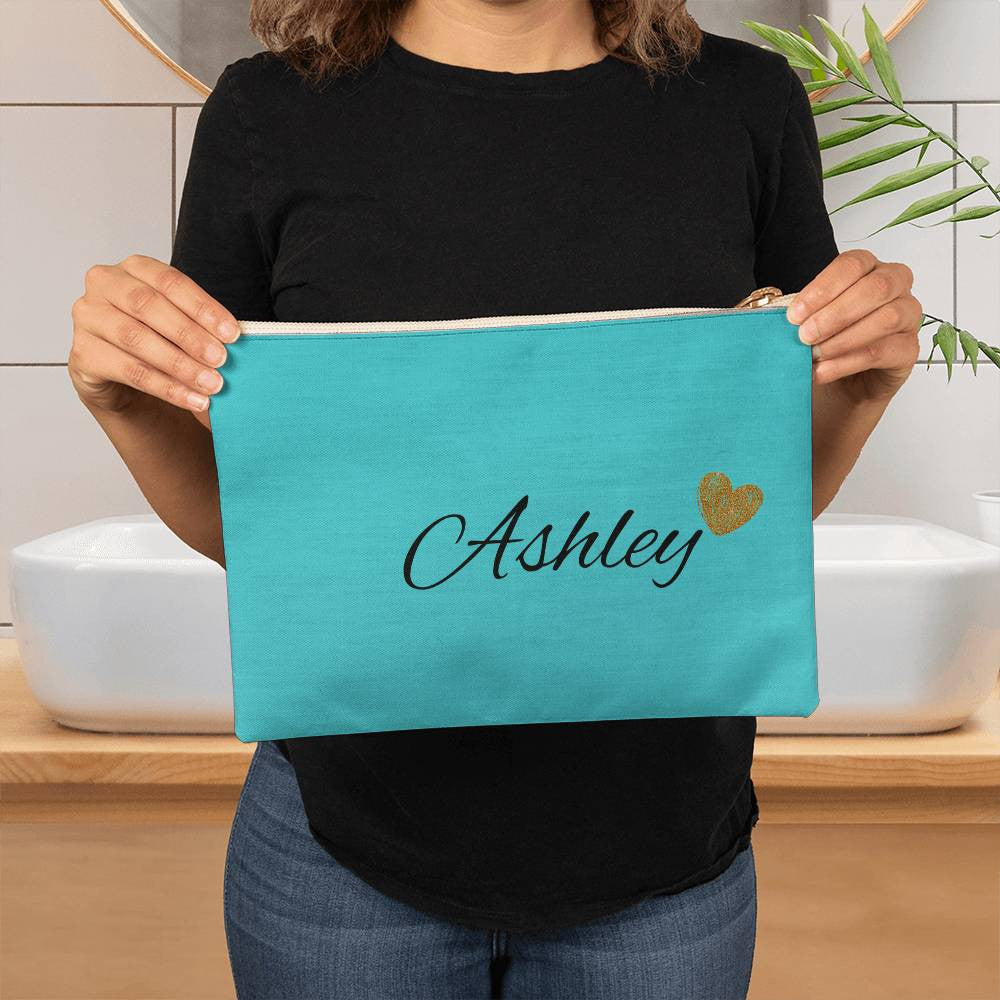 Personalized Large Cosmetic  Bag Fabric Zippered