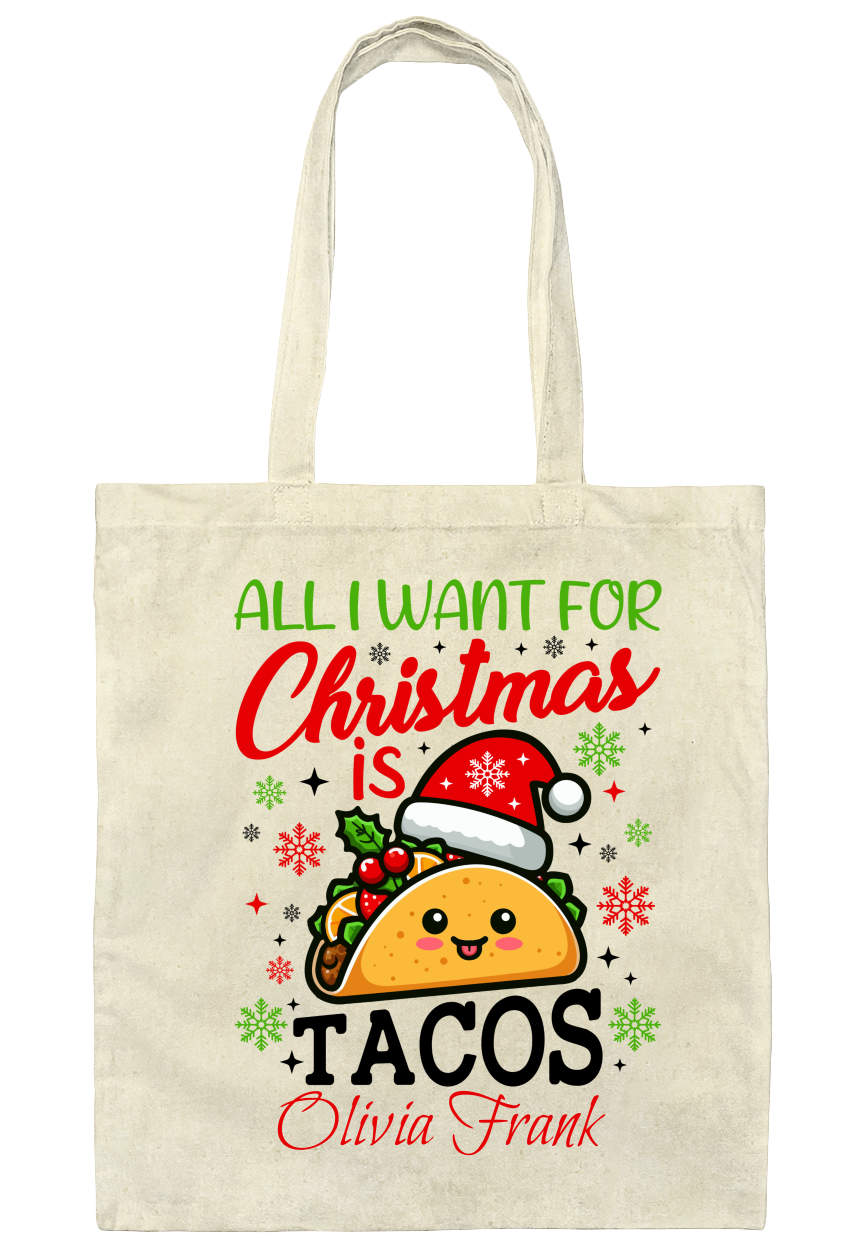 Personalize Christmas Canvas Tote Bag