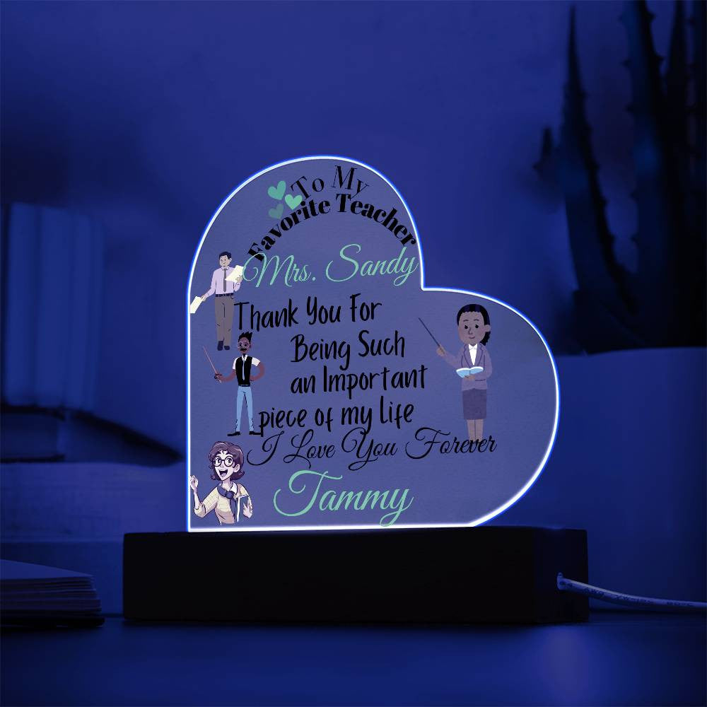 Personalized To My Teacher Acrylic Heart Plaque