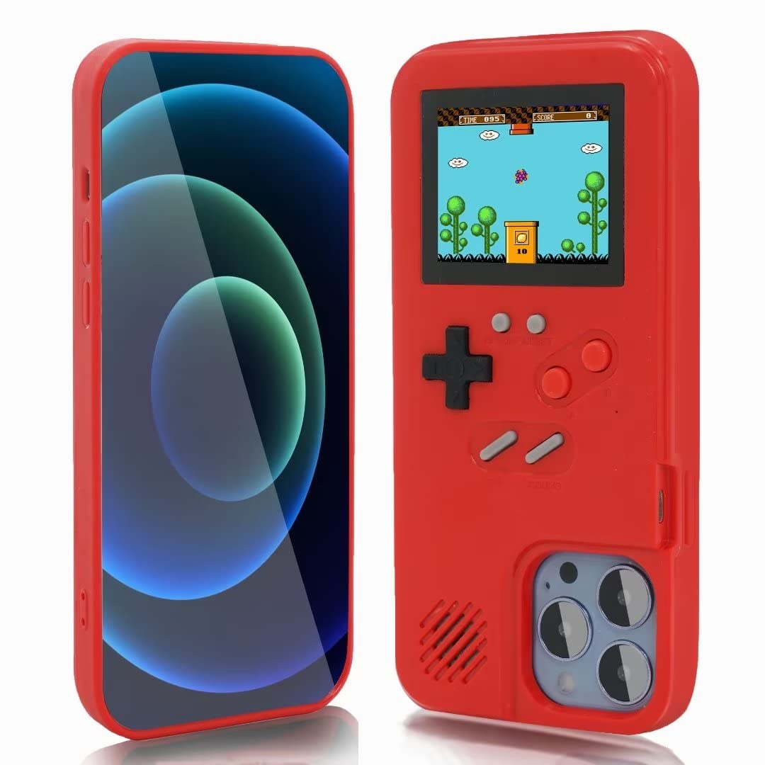 WeLohas Gameboy Case for iPhone X/XS,Handheld Retro 168 Classic Games,Color Video Display Game Case for iPhone,Anti-Scratch Shockproof Phone Cover for iPhone Red