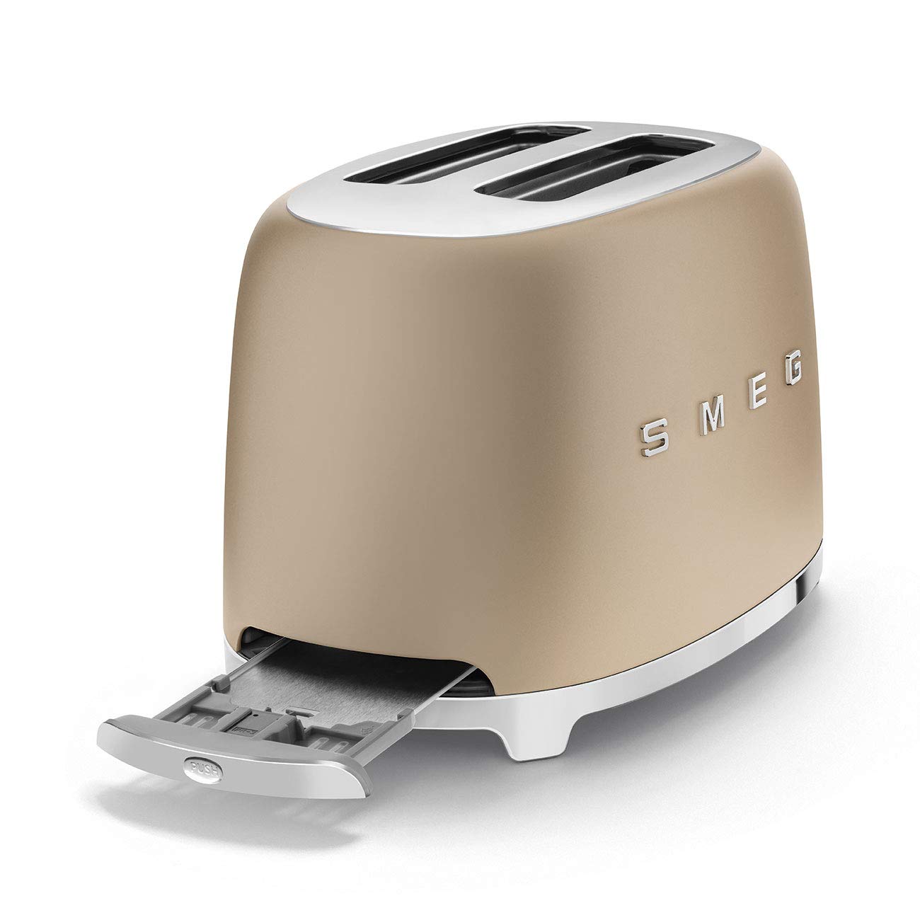 SMEG 2 Slice Toaster with 6 Presets and Defrost Function and Removable Crumb Tray TSF01CHMUS, Matte Champagne