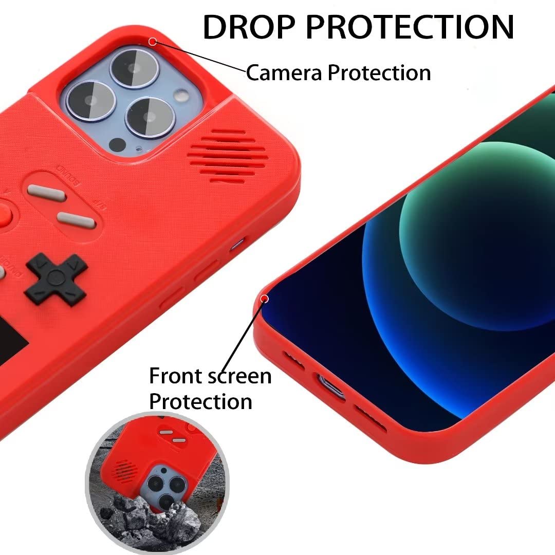 WeLohas Gameboy Case for iPhone X/XS,Handheld Retro 168 Classic Games,Color Video Display Game Case for iPhone,Anti-Scratch Shockproof Phone Cover for iPhone Red