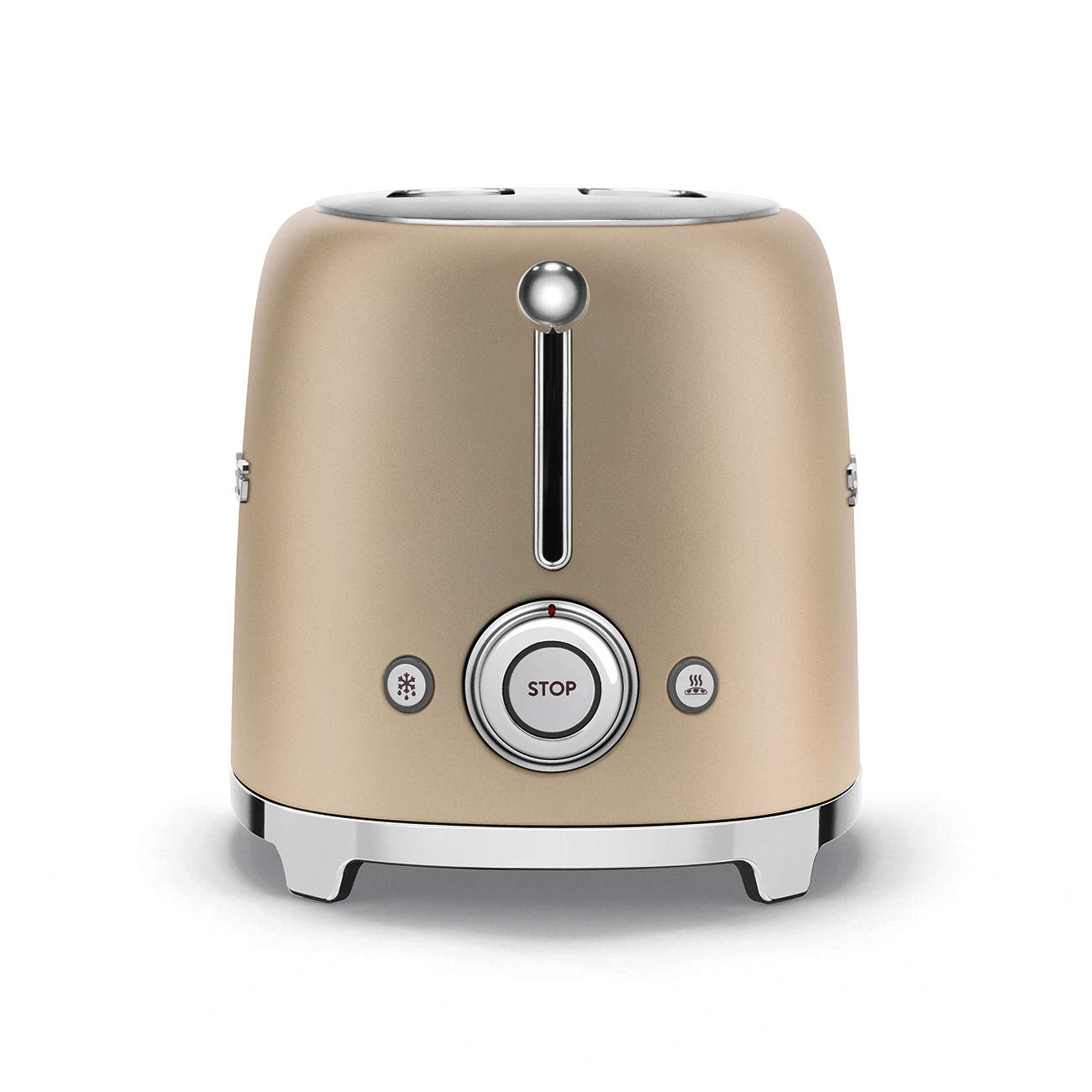 SMEG 2 Slice Toaster with 6 Presets and Defrost Function and Removable Crumb Tray TSF01CHMUS, Matte Champagne