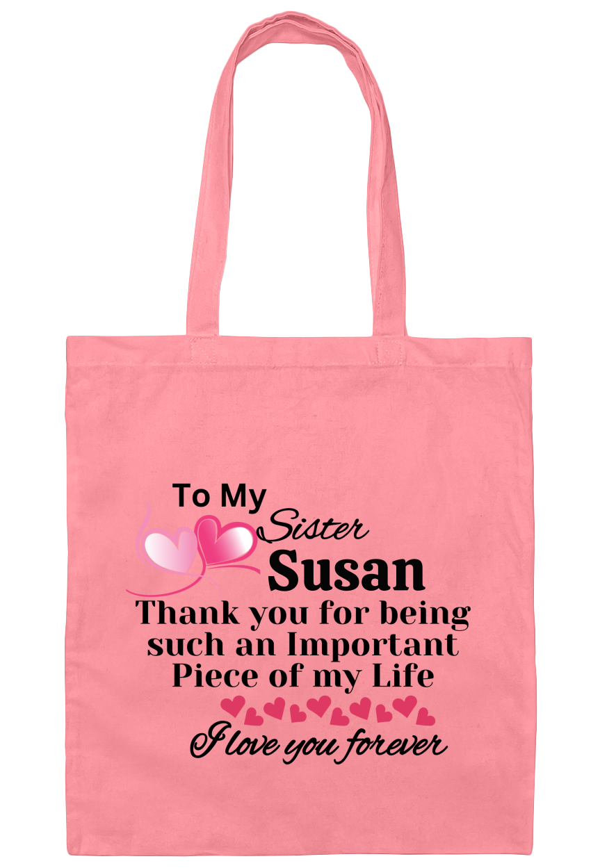 Personalized Sister Canvas Tote Bag