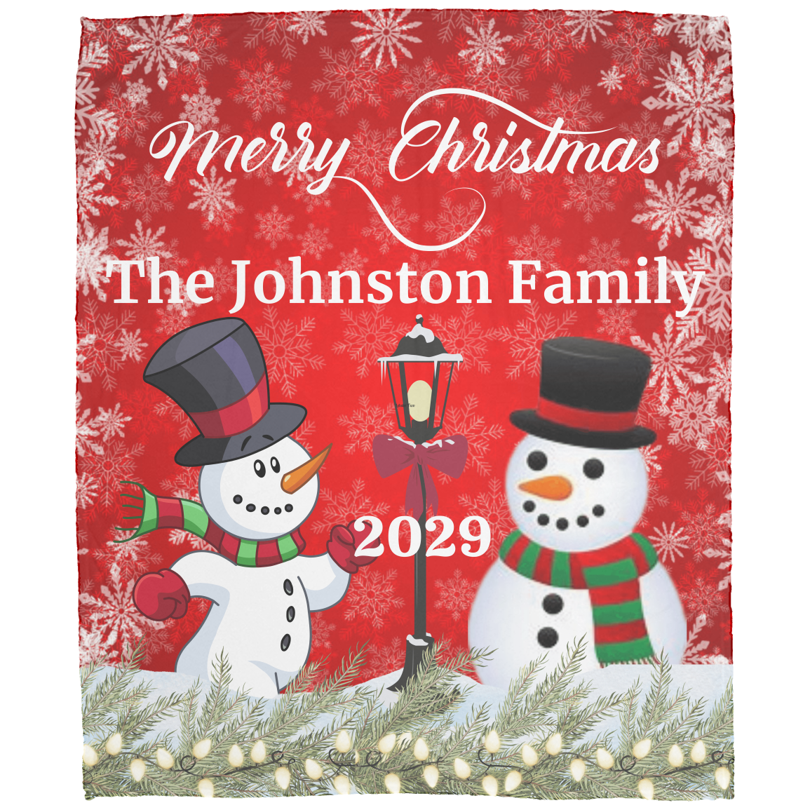 Personalized Snowman Christmas Family Blankety (3 types)