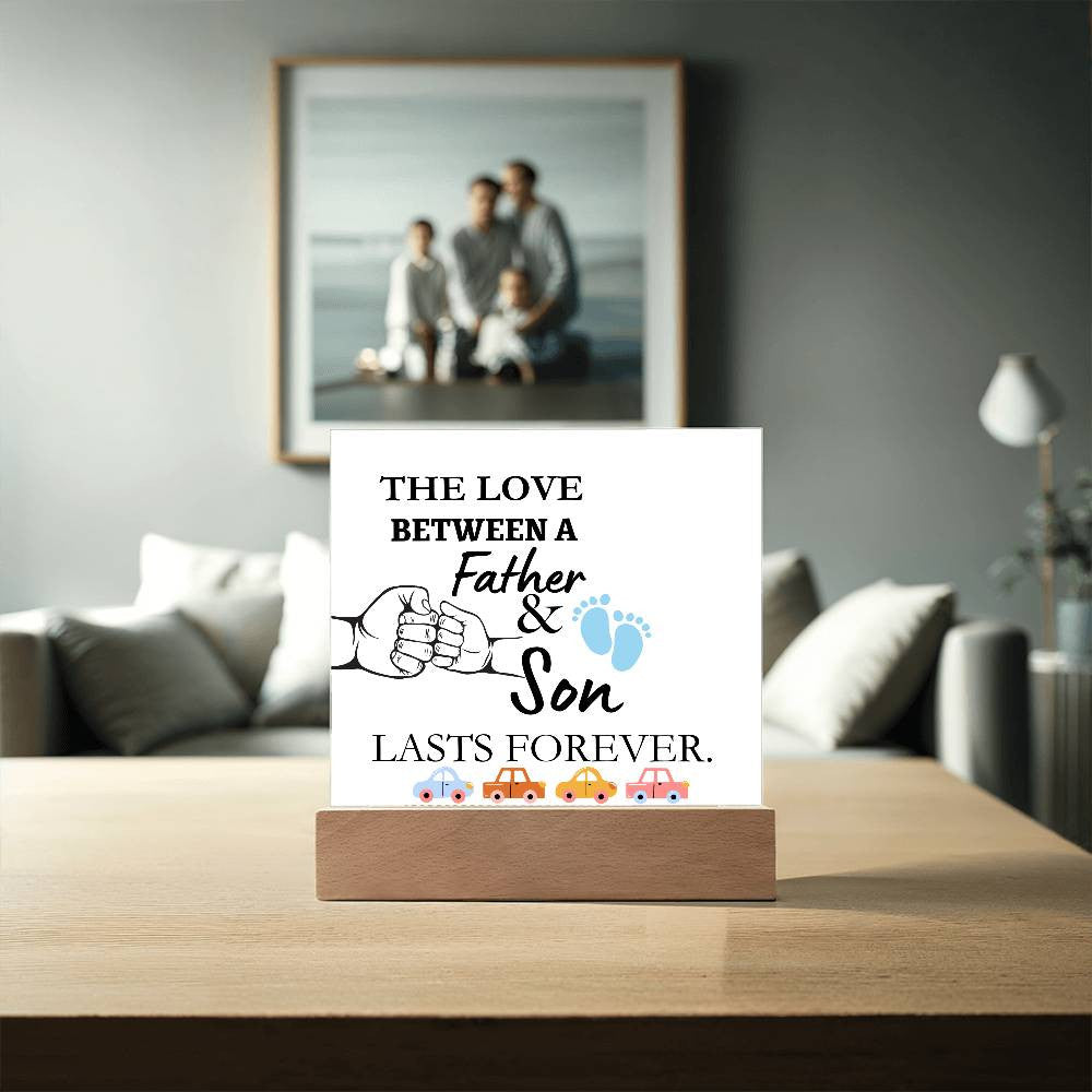 The Love Between A Father & Son Acrylic Square Plaque Led