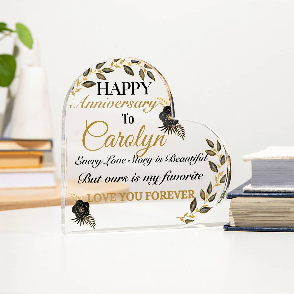 Personalize Anniversary Acrylic Heart Plaque