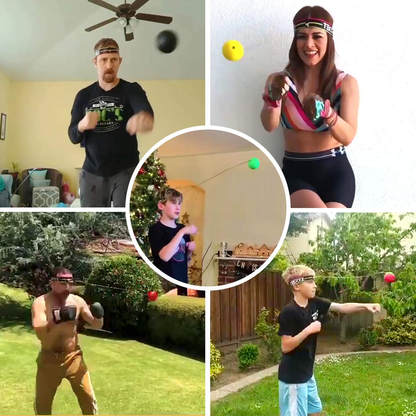 TEKXYZ Boxing Ball Family Pack, 2 Adjustable Headbands + 2 Novice Balls + 1 Veteran Ball + 1 Boxer Ball and More