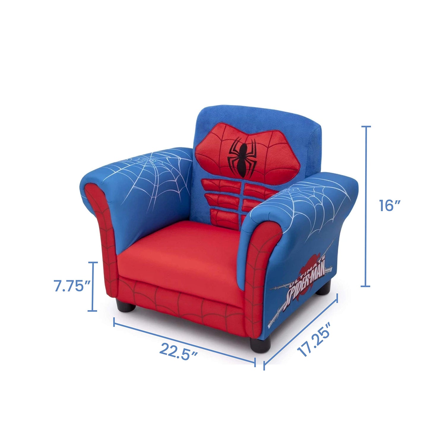 Delta Children Figural Upholstered Chair, Marvel Spider Man (Blue, Red)