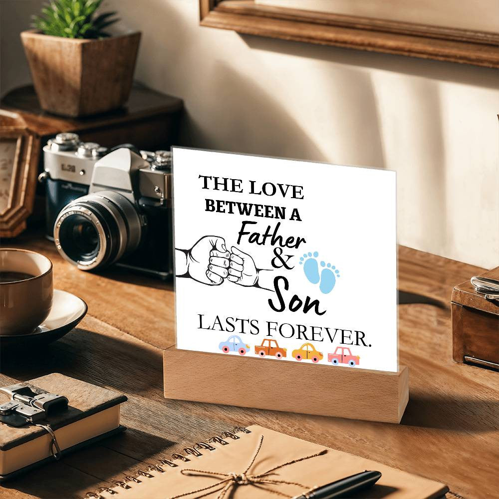 The Love Between A Father & Son Acrylic Square Plaque Led