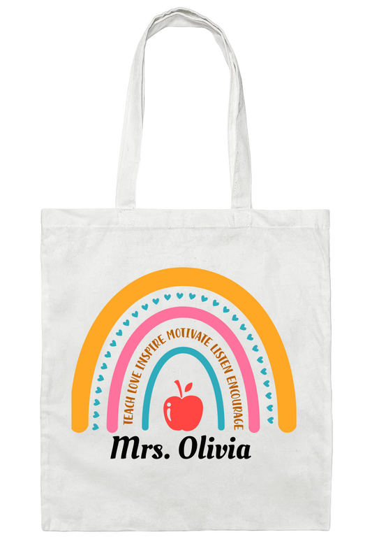 Personalize Teacher's Canvas Tote Bag