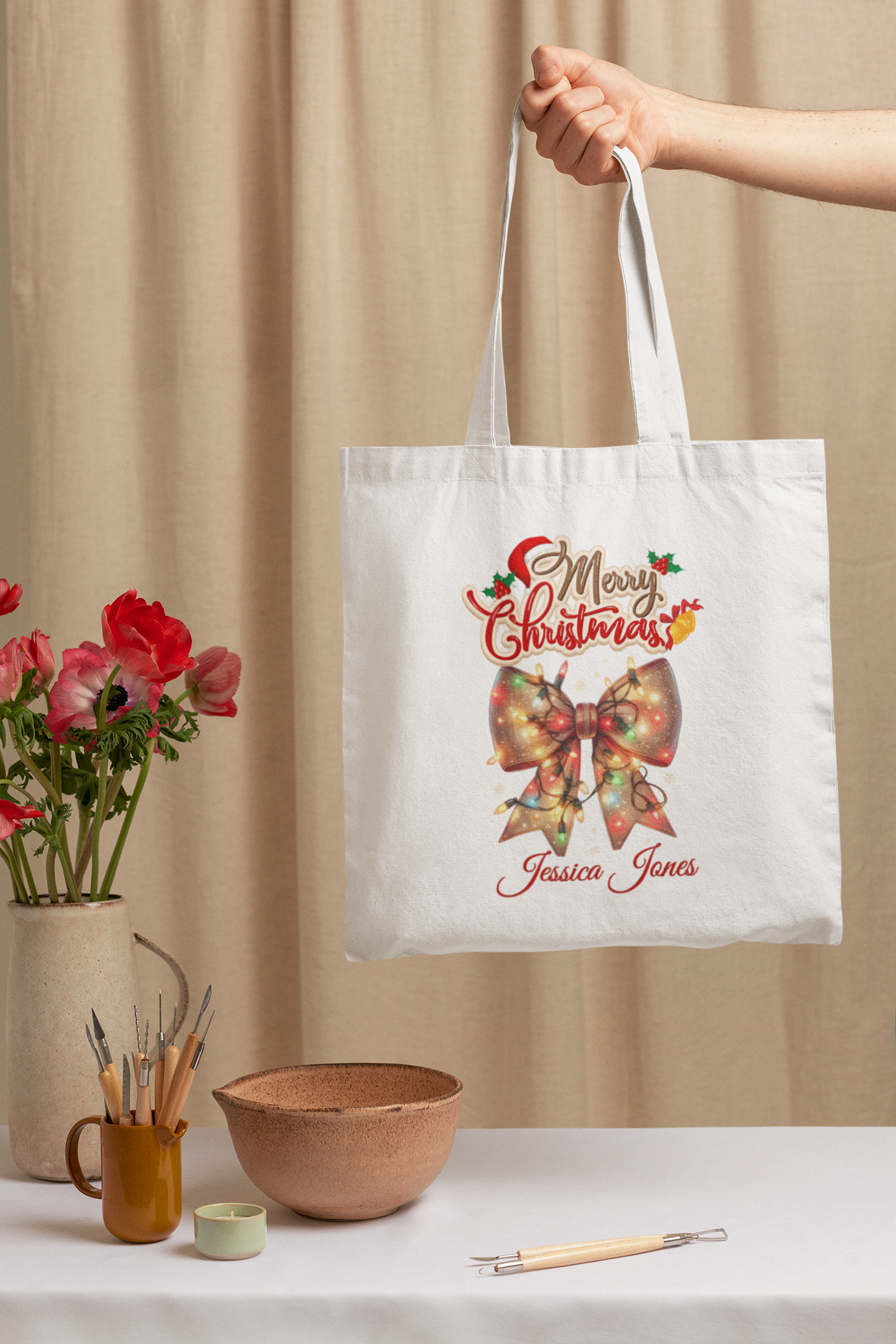 Personalization Christmas Tote Canvas &11oz & 15oz Ceramic Mugs