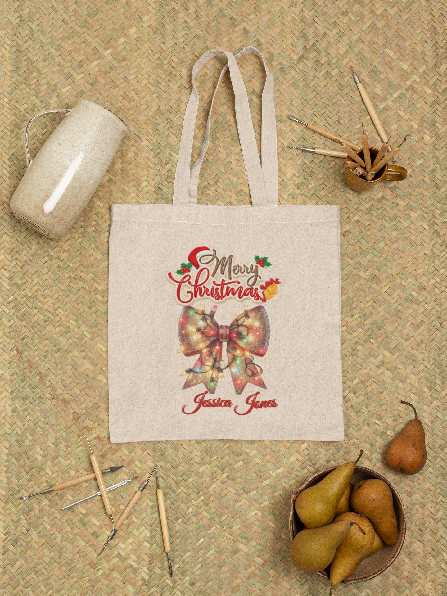 Personalization Christmas Tote Canvas &11oz & 15oz Ceramic Mugs