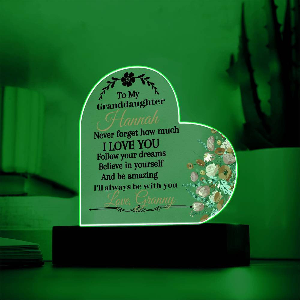 Personalize Granddaughter Acrylic Heart Plaque