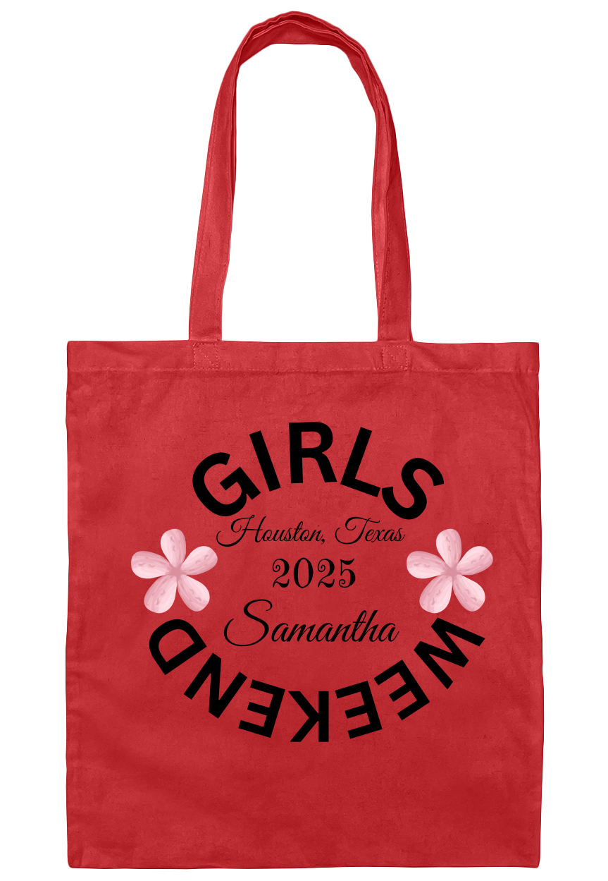 Personalized Weekend Girls Canvas Tote Bag