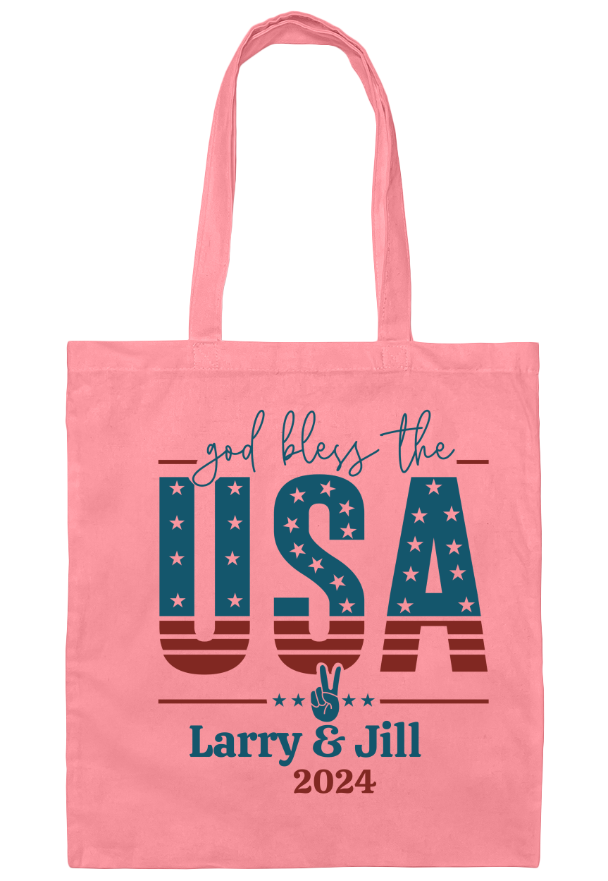 Personalized God Bless America Canvas Tote Bag