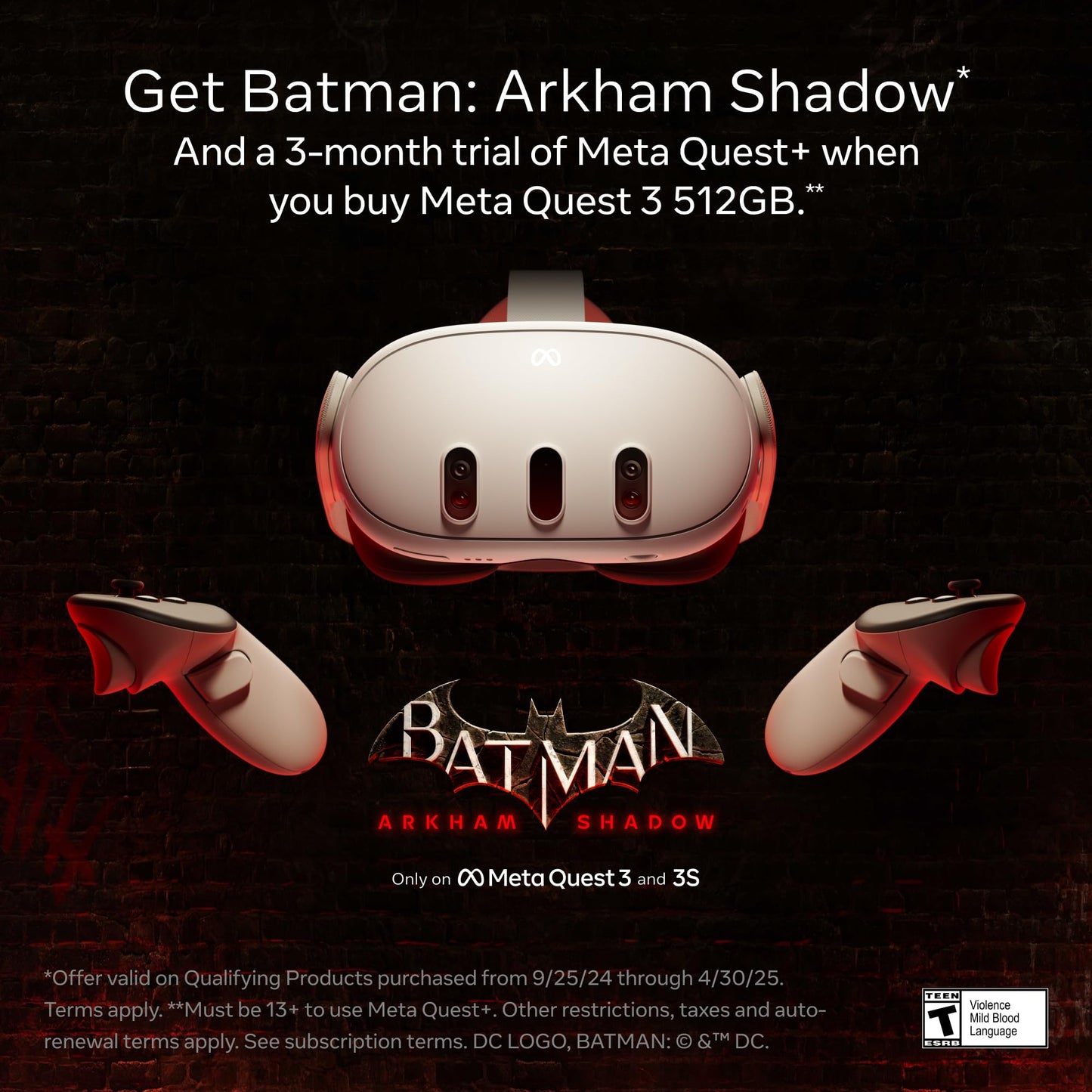 Meta Quest 3 512GB — The Most Powerful Quest — Ultimate Mixed Reality Experiences — Get Batman: Arkham Shadow and a 3-Month Trial of Meta Quest+ Included