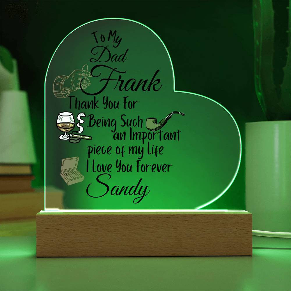 Personalized To My Dad Acrylic Heart Plaque