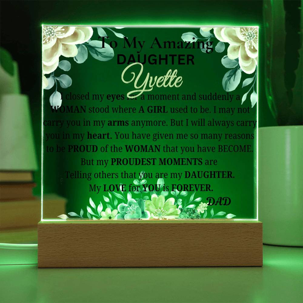 To My Daughter Personalized Acrylic Square Plaque