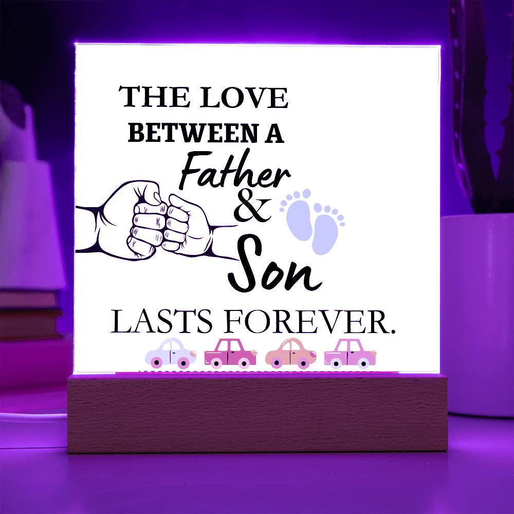 The Love Between A Father & Son Acrylic Square Plaque Led